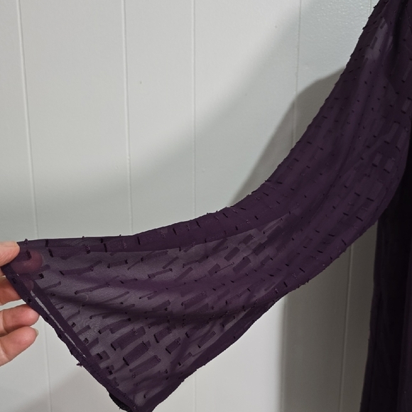 AB Studio Purple Pleated Long Sleeve Blouse M - Picture 3 of 7